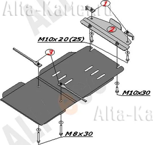 Защита алюминиевая Alfeco для КПП и раздатки Audi Q7 I Offroad 2006-2009