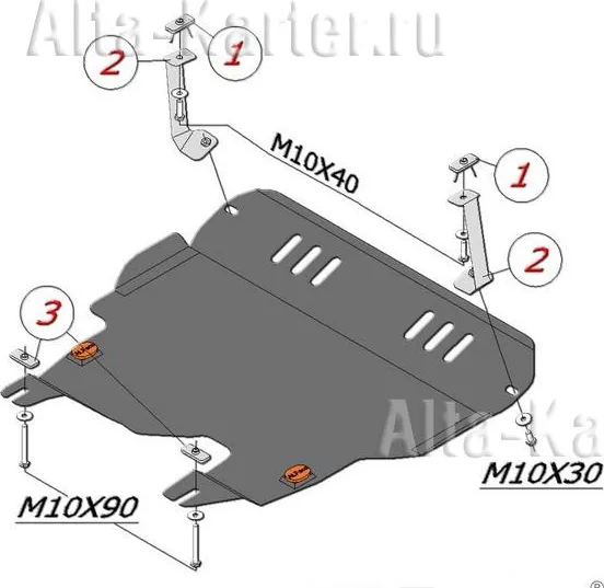 Защита алюминиевая Alfeco для картера и КПП Volkswagen Polo III 1994-2001