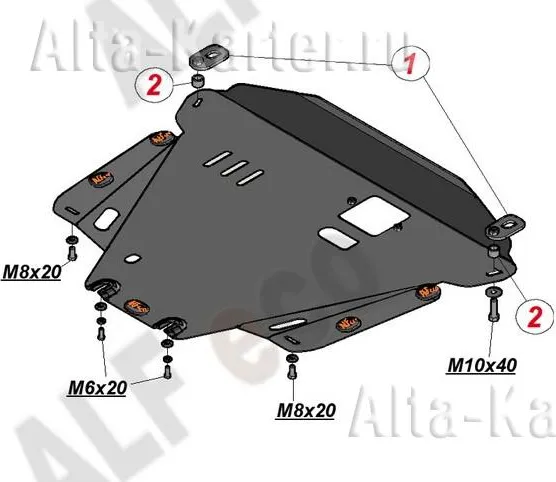 Защита алюминиевая Alfeco для картера и КПП Great Wall Hover H6 2013-2020