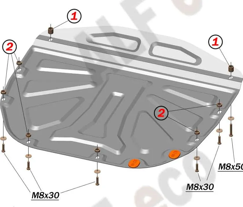 Защита алюминиевая Alfeco для картера и КПП Kia Sorento II 2009-2012