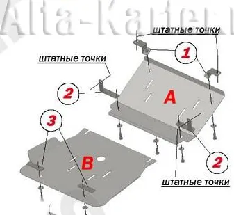 Защита алюминиевая Alfeco для картера и радиатора Mitsubishi Pajero Sport I 2000-2004