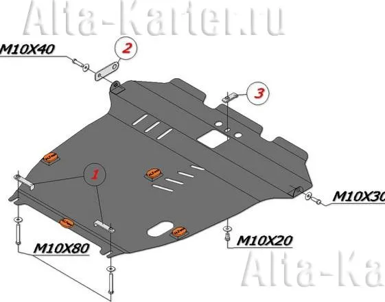 Защита алюминиевая Alfeco для картера и КПП Suzuki Liana 2WD 2001-2007