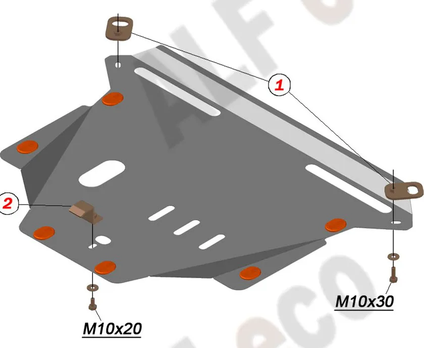 Защита алюминиевая Alfeco для картера и КПП Honda CR-V II 2002-2006