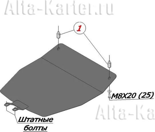 Защита алюминиевая Alfeco для картера Subaru Forester lll 2008-2012