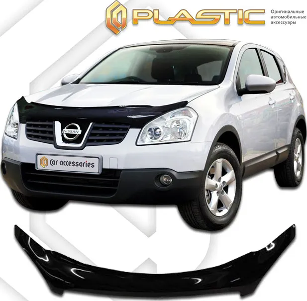 Дефлектор СА Пластик для капота exclusive (Classic черный) Nissan Qashqai I 2007-2010