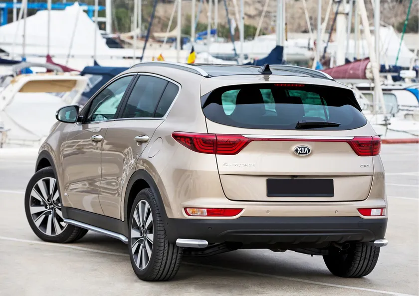 Защита Rival заднего бампера d57 уголки для Kia Sportage IV (кроме GT-Line) 2016-2018