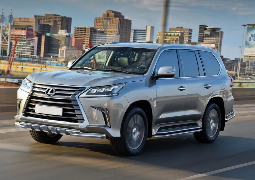 Защита Rival переднего бампера d76+d57 с профильной защитой картера для Lexus LX III рестайлинг 2015-2020