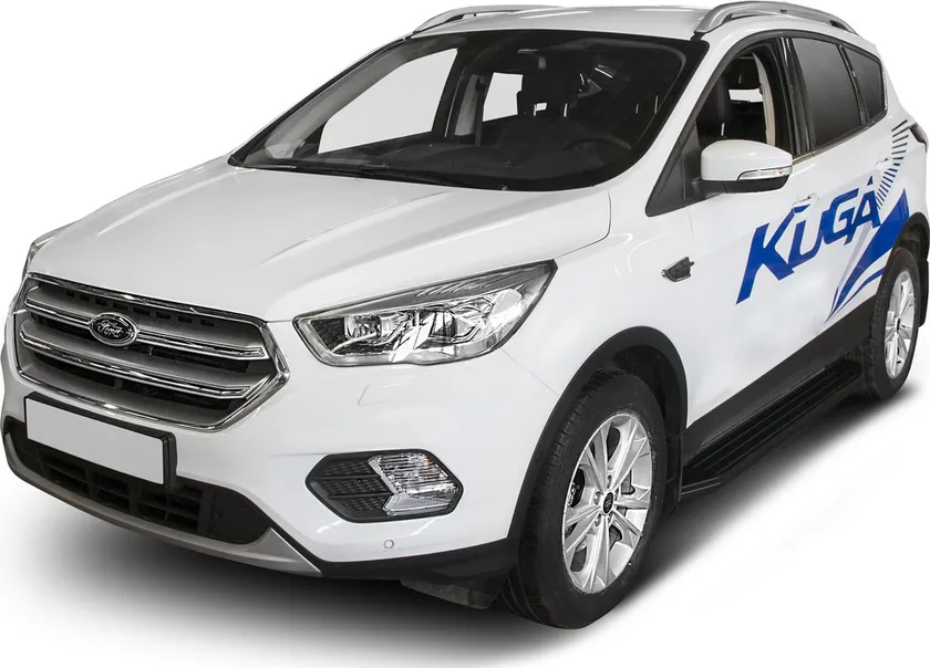 Пороги алюминиевые Rival Premium-Black для Ford Kuga II рестайлинг 2016-2020