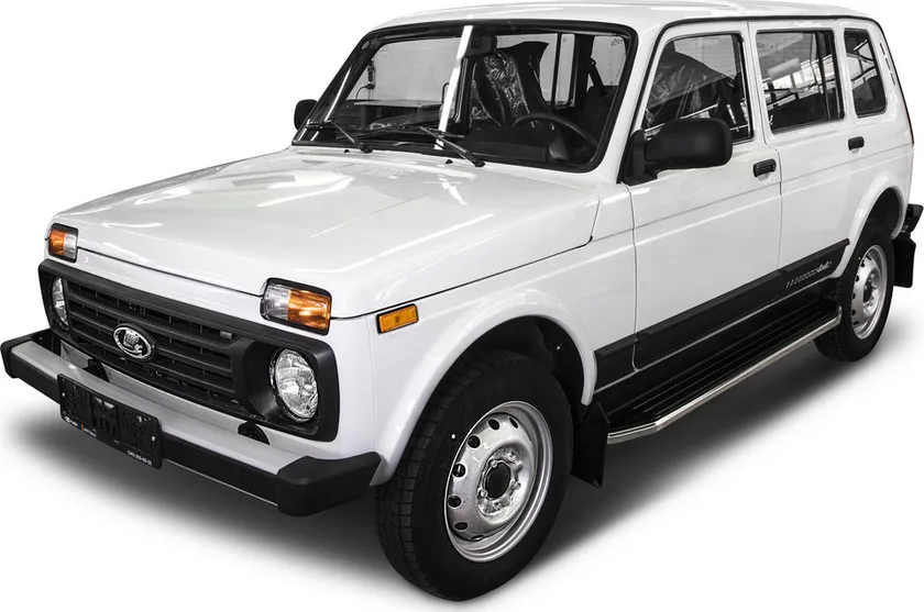 Пороги алюминиевые Rival Premium для Lada 4x4 2131 внедорожник 5-дв