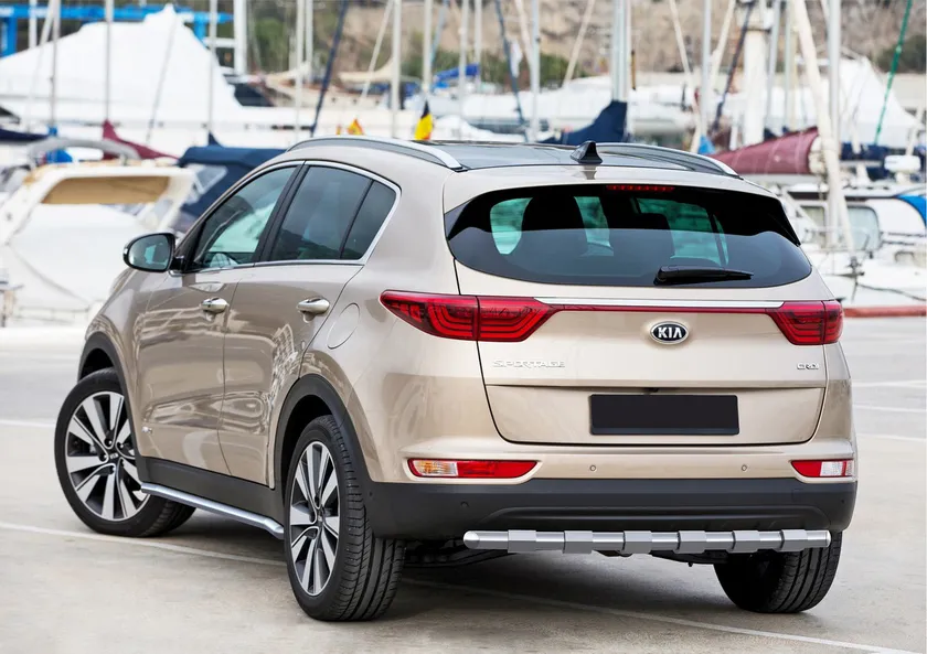 Защита Rival заднего бампера d57 усиленная для Kia Sportage IV (кроме GT-Line) 2016-2018