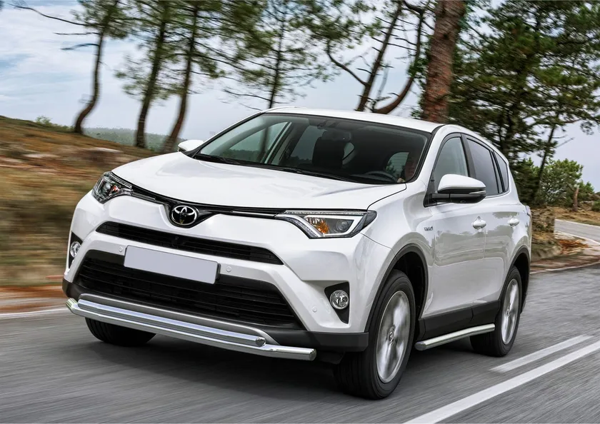 Защита Rival переднего бампера d57+d42 для Toyota Rav4 CA40 рестайлинг 2015-2020