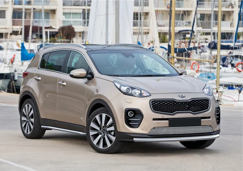 Защита Rival переднего бампера d57 для Kia Sportage IV рестайлинг (в том числе GT-Line) 2018-2020