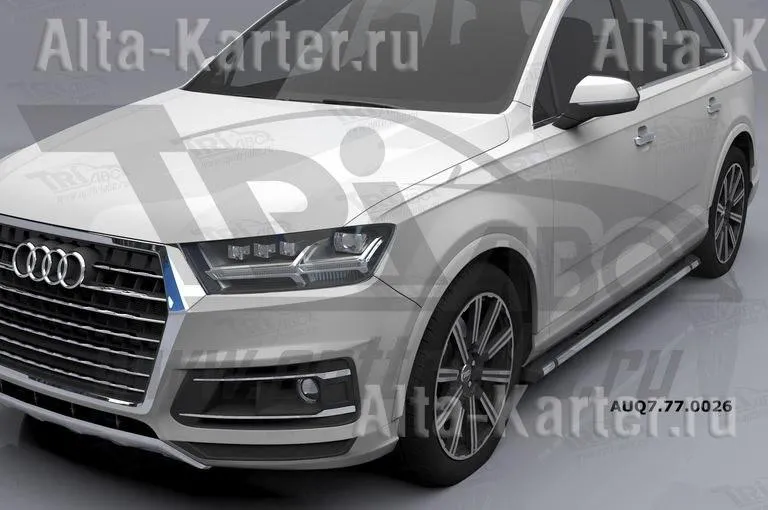 Пороги алюминиевые Emerald Black для Audi Q7 2015-2020