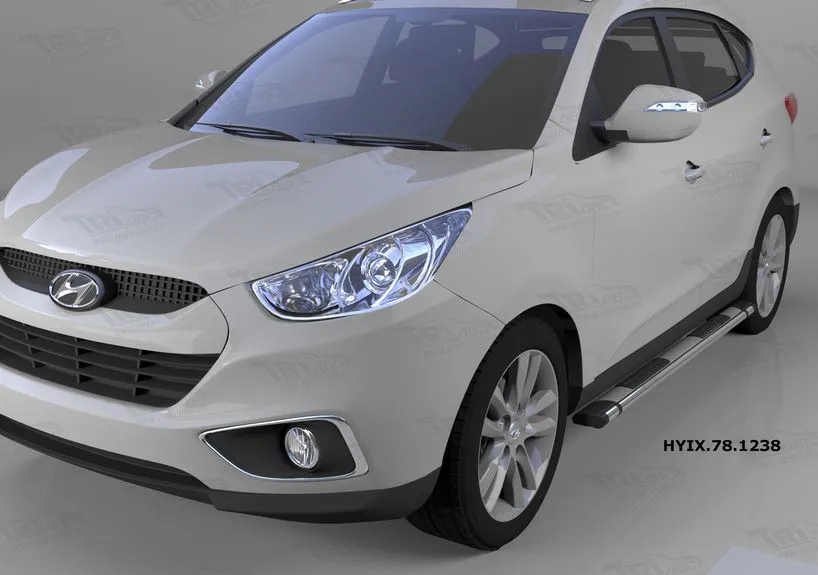 Пороги алюминиевые Emerald Silver для Kia Sportage III 2010-2014