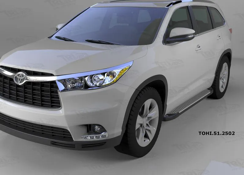 Пороги алюминиевые Sapphire для Toyota Highlander III 2014-2016