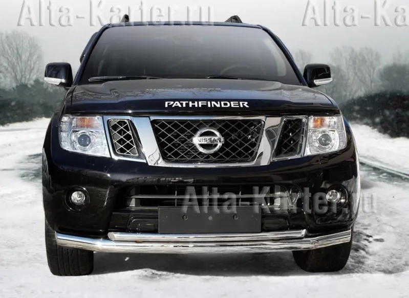 Защита City Guard переднего бампера двойная d76+43 для Nissan Pathfinder R51 2010-2014