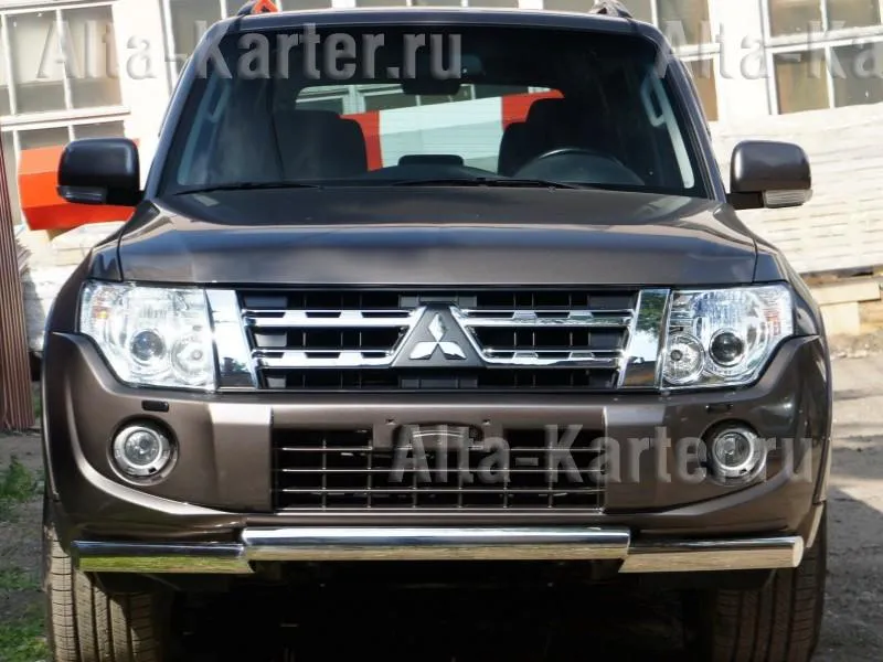 Защита City Guard переднего бампера 75х42мм овал (с изломом) для Mitsubishi Pajero IV V80 2011-2020