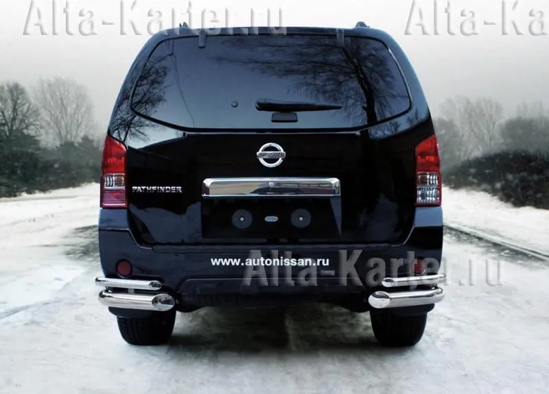 Защита City Guard заднего бампера угловая d76+43 для Nissan Pathfinder R51 2010-2014