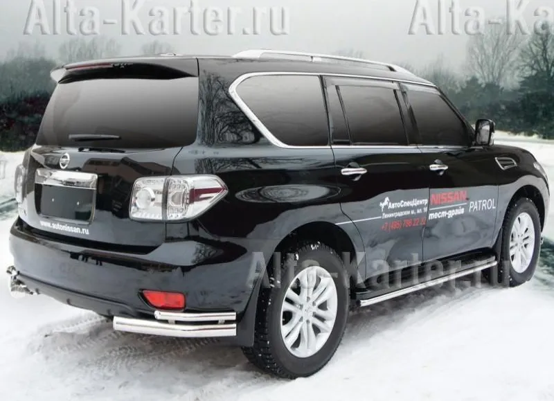 Защита City Guard заднего бампера угловая d76+43 для Nissan Patrol Y62 2010-2014