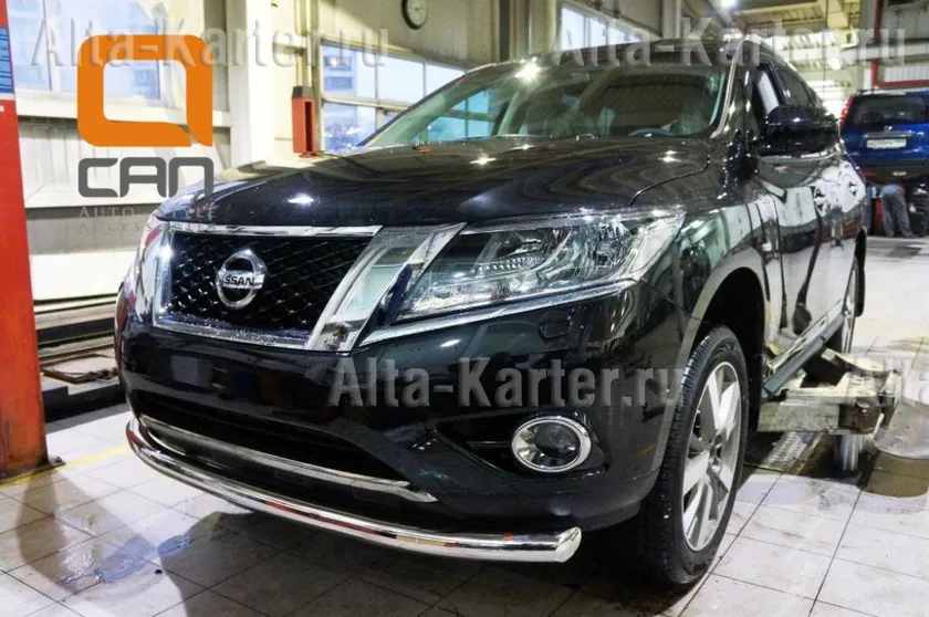 Накладка на решётку бампера и радиатора Can Otomotiv d16 (2 части) для Nissan Pathfinder R52 2014-2020