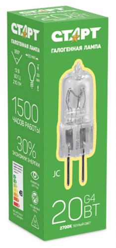 Галогенная лампа СТАРТ JC 12V 20W G4 {G4 20W ПРОЗРАЧН ТЕПЛ}