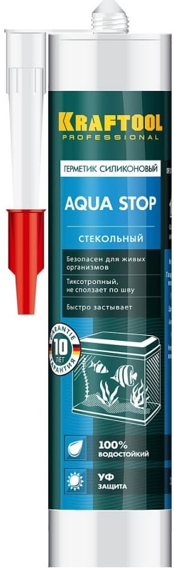 Герметик Kraftool 412562G,kraftseal gx107 aqua stop силиконовый стекольный прозрачный