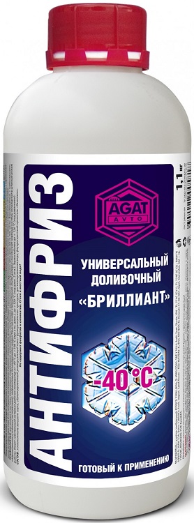 Антифриз Agat avto SL1001 бриллиант а40, доливочный, универсальный, 1л 