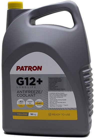 Жидкость охлаждающая Patron PCF5010 Yellow G12+, жёлтая, 9л