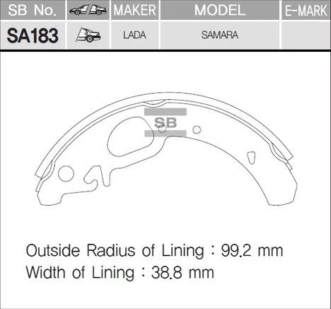 Колодки тормозные барабанные задние ВАЗ 2108, 09, 10, 11, 12, 99, LADA Kalina, Priora, Granta Hi-Q - SANGSIN BRAKE SA183