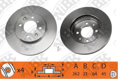 Диск тормозной передний HONDA CIVIC NiBK RN1089, D=262 мм