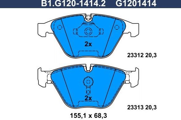 Колодки тормозные дисковые передние BMW 5, 6 Galfer B1.G120-1414.2