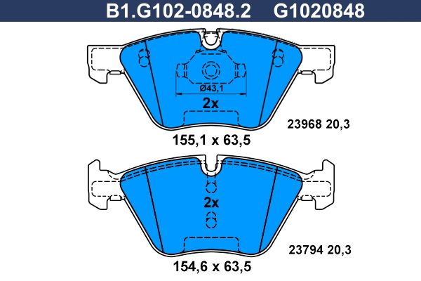 Колодки тормозные дисковые передние BMW 3, X1 Galfer B1.G102-0848.2