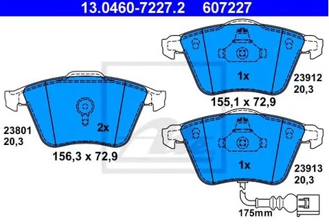 Колодки тормозные дисковые VW GOLF Ate 13.0460-7227.2