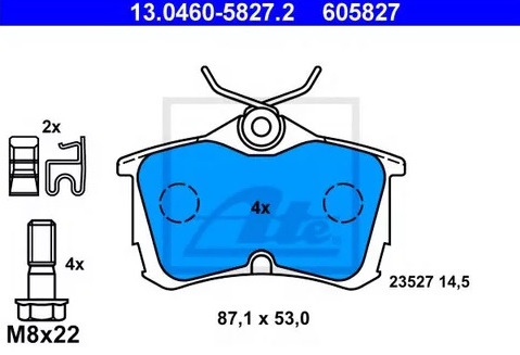 Колодки тормозные дисковые HONDA ACCORD Ate 13.0460-5827.2