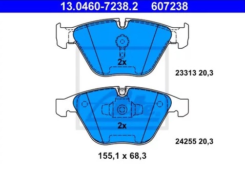 Колодки тормозные дисковые передние BMW 3 Ate 13.0460-7238.2