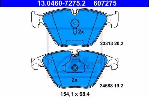 Колодки тормозные дисковые передние BMW 5 Ate 13.0460-7275.2