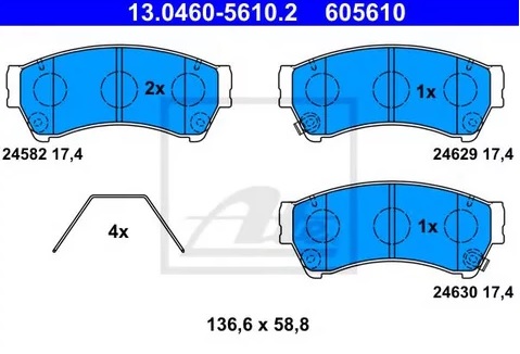 Колодки тормозные дисковые передние MAZDA 6 Ate 13.0460-5610.2