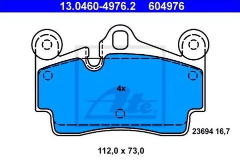 Колодки тормозные дисковые задние AUDI Q7, PORSCHE Cayenne, VOLKSWAGEN Touareg Ate 13.0460-4976.2