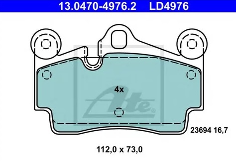 Колодки тормозные дисковые задние AUDI Q7, PORSCHE Cayenne, VOLKSWAGEN Touareg Ate 13.0470-4976.2