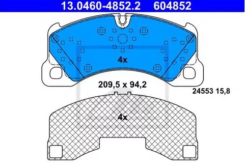 Колодки тормозные дисковые передние PORSCHE Cayenne, Panamera, VOLKSWAGEN Touareg Ate 13.0460-4852.2