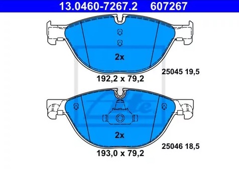 Колодки тормозные дисковые передние BMW 5, 6, 7 Ate 13.0460-7267.2