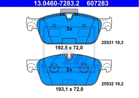 Колодки тормозные дисковые передние MERCEDES GL, GLE Ate 13.0460-7283.2 