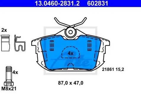 Колодки тормозные дисковые задние MITSUBISHI Carisma, Colt, VOLVO S40, V40 Ate 13.0460-2831.2 