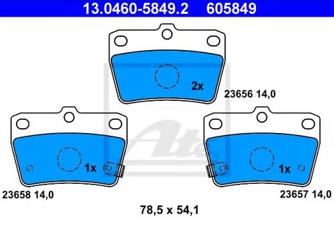 Колодки тормозные дисковые задние TOYOTA Rav 4 Ate 13.0460-5849.2