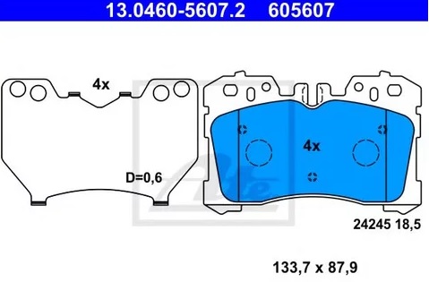 Колодки тормозные дисковые передние LEXUS LS Ate 13.0460-5607.2