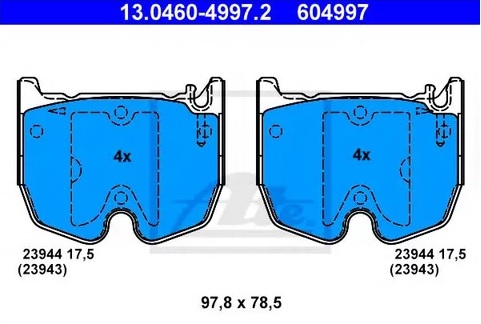 Колодки тормозные дисковые передние MERCEDES CLS Ate 13.0460-4997.2
