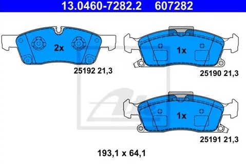 Колодки тормозные дисковые передние MERCEDES GL, JEEP Grand Cherokee Ate 13.0460-7282.2