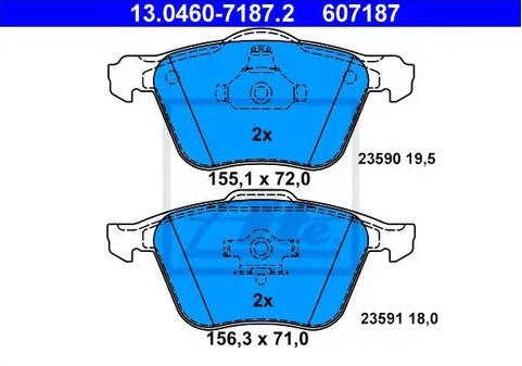 Колодки тормозные дисковые передние VOLVO S60, S80 Ate 13.0460-7187.2 