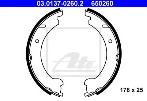 Колодки тормозные барабанные VOLVO 850, C70 Ate 03.0137-0260.2 