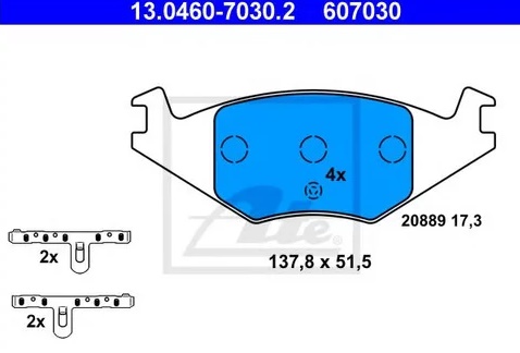 Колодки тормозные дисковые передние SEAT Cordoba, VOLKSWAGEN Derby Ate 13.0460-7030.2